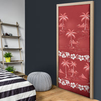 Red Hawaii Palm Tree Hibiscus Door Cover Fantasy Summer Vibe