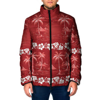 Red Hawaii Palm Tree Hibiscus Padded Jacket Fantasy Summer Vibe LT01 Men Red - Polynesian Pride