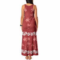 Red Hawaii Palm Tree Hibiscus Tank Maxi Dress Fantasy Summer Vibe LT01 - Polynesian Pride