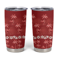 Red Hawaii Palm Tree Hibiscus Tumbler Cup Fantasy Summer Vibe LT01 Red - Polynesian Pride