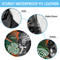 New Zealand and Ireland Rugby Spare Tire Cover Silver Fern With Shamrock 2023 World Cup LT01 - Polynesian Pride