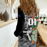 New Zealand and Ireland Rugby Women Casual Shirt Silver Fern With Shamrock 2023 World Cup LT01 - Polynesian Pride