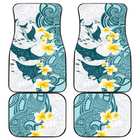 Maori Manta Ray Plumeria Teal Car Mats