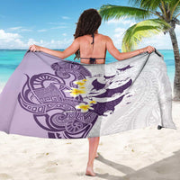Maori Manta Ray Plumeria Deep Purple Sarong