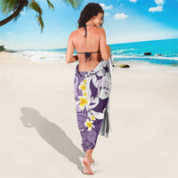 Maori Manta Ray Plumeria Deep Purple Sarong