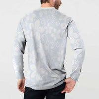 Plumeria Floral White Sunday Button Sweatshirt