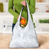 Plumeria Floral White Sunday Grocery Bag