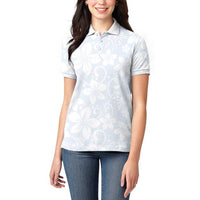 Plumeria Floral White Sunday Women Polo Shirt