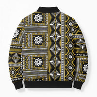 Fiji Masi Tapa Pattern Yellow Bomber Puffer Jacket - Polynesian Pride