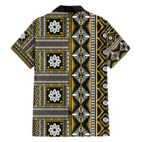 Fiji Masi Tapa Pattern Yellow Family Matching Long Sleeve Bodycon Dress and Hawaiian Shirt - Polynesian Pride