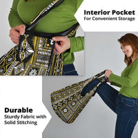 Fiji Masi Tapa Pattern Yellow Grocery Bag - Polynesian Pride