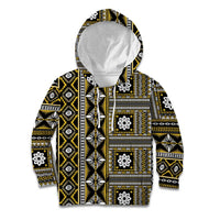 Fiji Masi Tapa Pattern Yellow Kid Hoodie - Polynesian Pride
