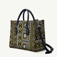 Fiji Masi Tapa Pattern Yellow Leather Bag - Polynesian Pride