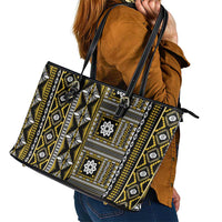 Fiji Masi Tapa Pattern Yellow Leather Tote Bag - Polynesian Pride