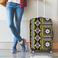 Fiji Masi Tapa Pattern Yellow Luggage Cover - Polynesian Pride