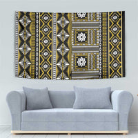 Fiji Masi Tapa Pattern Yellow Tapestry - Polynesian Pride