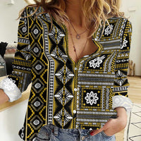 Fiji Masi Tapa Pattern Yellow Women Casual Shirt - Polynesian Pride