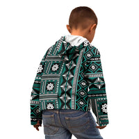 Fiji Masi Tapa Pattern Teal Kid Hoodie - Polynesian Pride