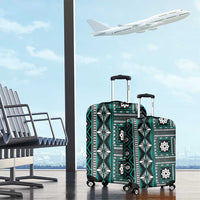 Fiji Masi Tapa Pattern Teal Luggage Cover - Polynesian Pride