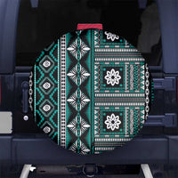 Fiji Masi Tapa Pattern Teal Spare Tire Cover - Polynesian Pride