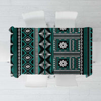 Fiji Masi Tapa Pattern Teal Tablecloth - Polynesian Pride