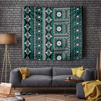 Fiji Masi Tapa Pattern Teal Tapestry - Polynesian Pride