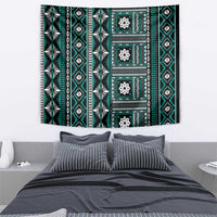 Fiji Masi Tapa Pattern Teal Tapestry - Polynesian Pride