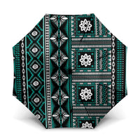Fiji Masi Tapa Pattern Teal Umbrella - Polynesian Pride