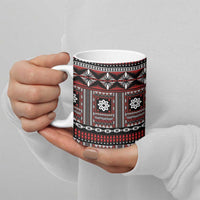 Fiji Masi Tapa Pattern Red Ceramic Mug - Polynesian Pride