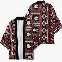 Fiji Masi Tapa Pattern Red Kimono - Polynesian Pride