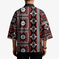 Fiji Masi Tapa Pattern Red Kimono - Polynesian Pride