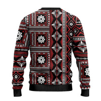 Fiji Masi Tapa Pattern Red Ugly Christmas Sweater - Polynesian Pride