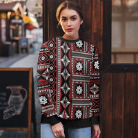 Fiji Masi Tapa Pattern Red Ugly Christmas Sweater - Polynesian Pride
