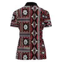 Fiji Masi Tapa Pattern Red Women Polo Shirt LT01 - Polynesian Pride