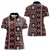 Fiji Masi Tapa Pattern Red Women Polo Shirt LT01 - Polynesian Pride