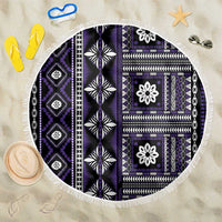 Fiji Masi Tapa Pattern Purple Beach Blanket - Polynesian Pride
