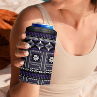 Fiji Masi Tapa Pattern Purple 4 in 1 Can Cooler Tumbler - Polynesian Pride