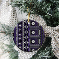 Fiji Masi Tapa Pattern Purple Ceramic Ornament - Polynesian Pride