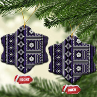 Fiji Masi Tapa Pattern Purple Ceramic Ornament - Polynesian Pride