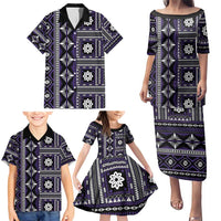 Fiji Masi Tapa Pattern Purple Family Matching Puletasi and Hawaiian Shirt - Polynesian Pride