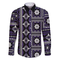 Fiji Masi Tapa Pattern Purple Family Matching Tank Maxi Dress and Hawaiian Shirt - Polynesian Pride