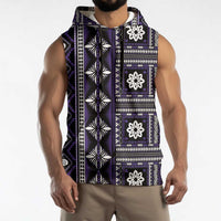 Fiji Masi Tapa Pattern Purple Sleeveless Hoodie - Polynesian Pride