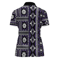 Fiji Masi Tapa Pattern Purple Women Polo Shirt - Polynesian Pride