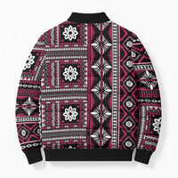 Fiji Masi Tapa Pattern Pink Bomber Puffer Jacket - Polynesian Pride