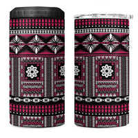 Fiji Masi Tapa Pattern Pink 4 in 1 Can Cooler Tumbler - Polynesian Pride
