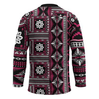 Fiji Masi Tapa Pattern Pink Hockey Jersey - Polynesian Pride