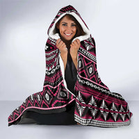 Fiji Masi Tapa Pattern Pink Hooded Blanket - Polynesian Pride