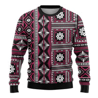 Fiji Masi Tapa Pattern Pink Ugly Christmas Sweater - Polynesian Pride