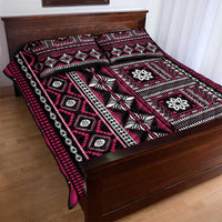 Fiji Masi Tapa Pattern Pink Quilt Bed Set - Polynesian Pride