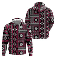 Fiji Masi Tapa Pattern Pink Zip Hoodie - Polynesian Pride